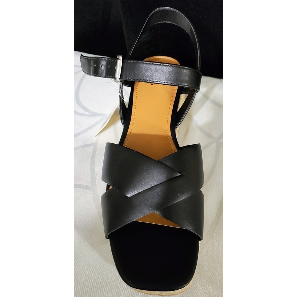 Ana Eloise Black Wedge Platform Sandal Size 8.5 M NEW